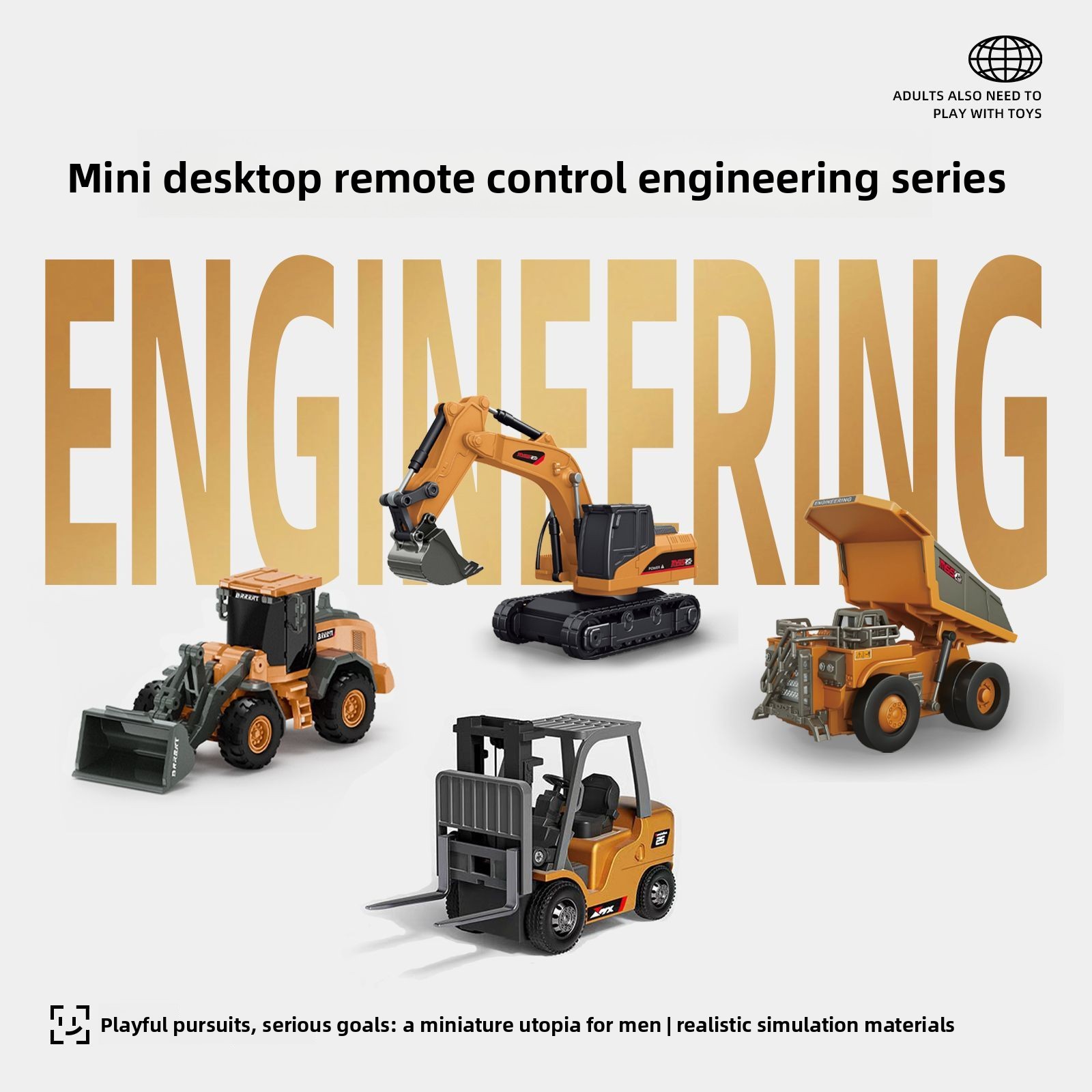 Heavy Equipment Vehicles - 1:64 Metal RC Engineering Car Set,